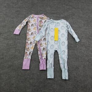 Weiwei Coverall Girls 12-18 Months Multicolor Animal Print Zip 2-Pack NWOT